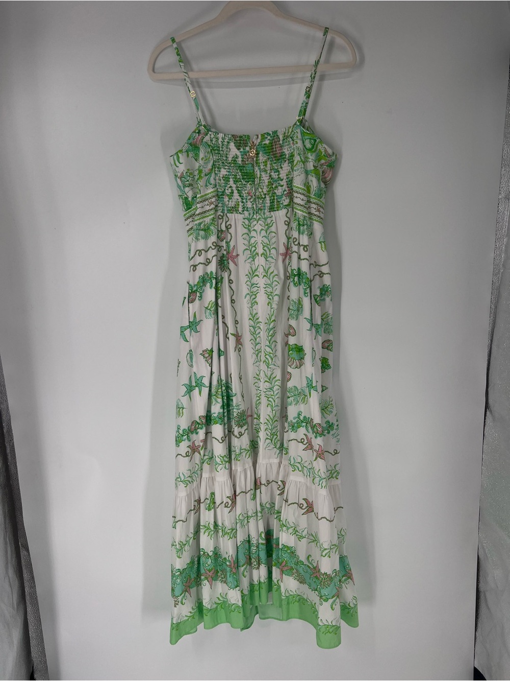 Lilly Pulitzer White Green Floral Nautical Preppy Botanical Bow Front Maxi Dress - Picture 9 of 12